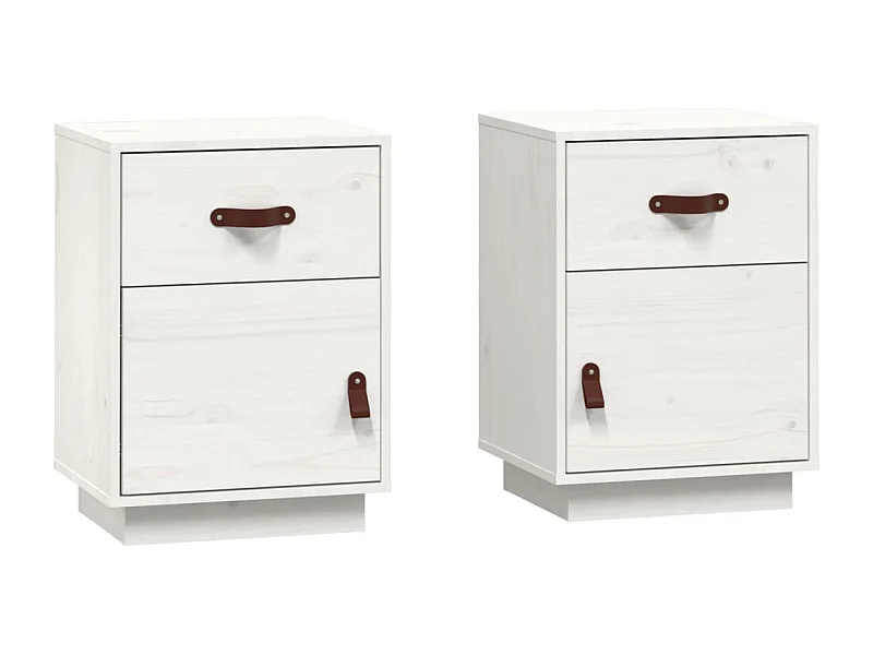 Yaldir  Tables de chevet 2 pcs Blanc 40x34x55 cm Bois de pin massif