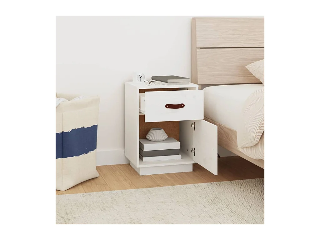 Yaldir  Tables de chevet 2 pcs Blanc 40x34x55 cm Bois de pin massif