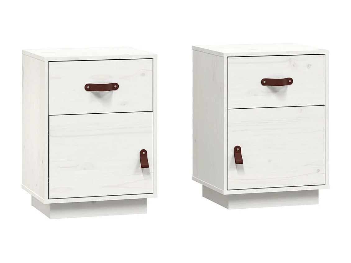 Yaldir  Mesitas de noche 2 uds madera maciza pino blanco 40x34x55 cm