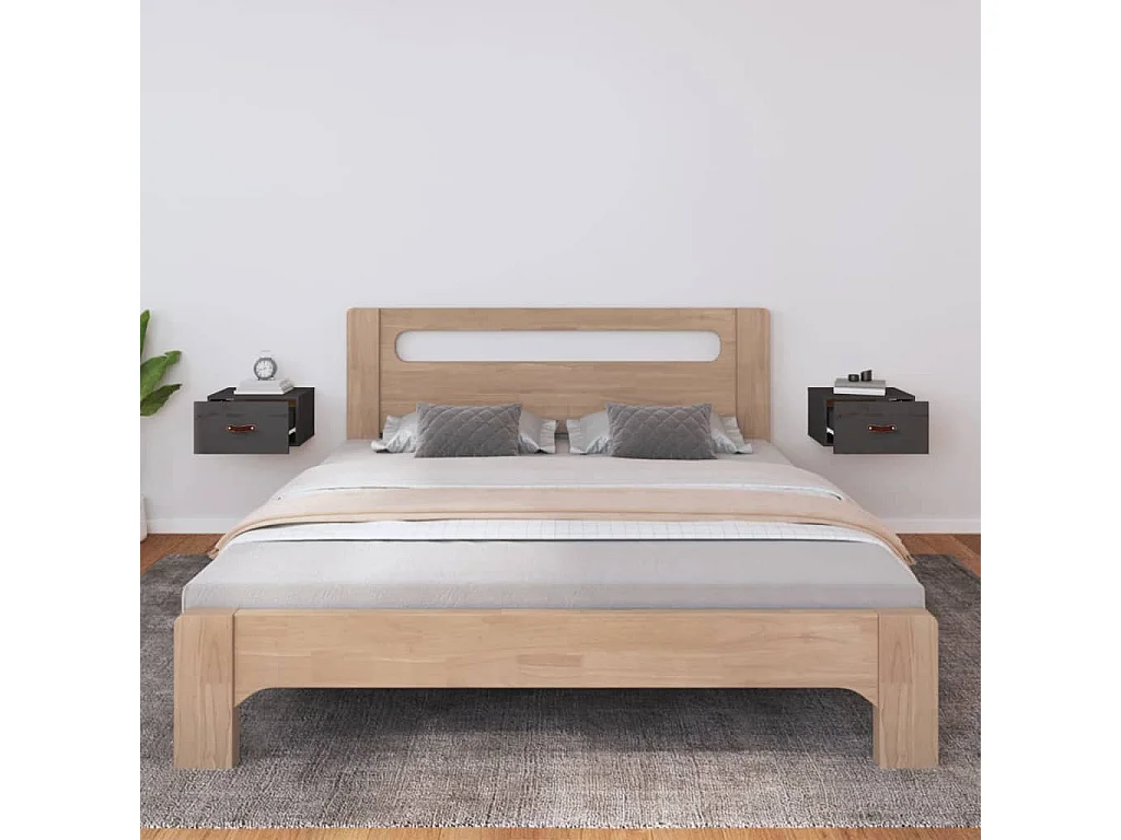 Ahmed  Tables de chevet murales 2 pcs Gris 40x29,5x22 cm