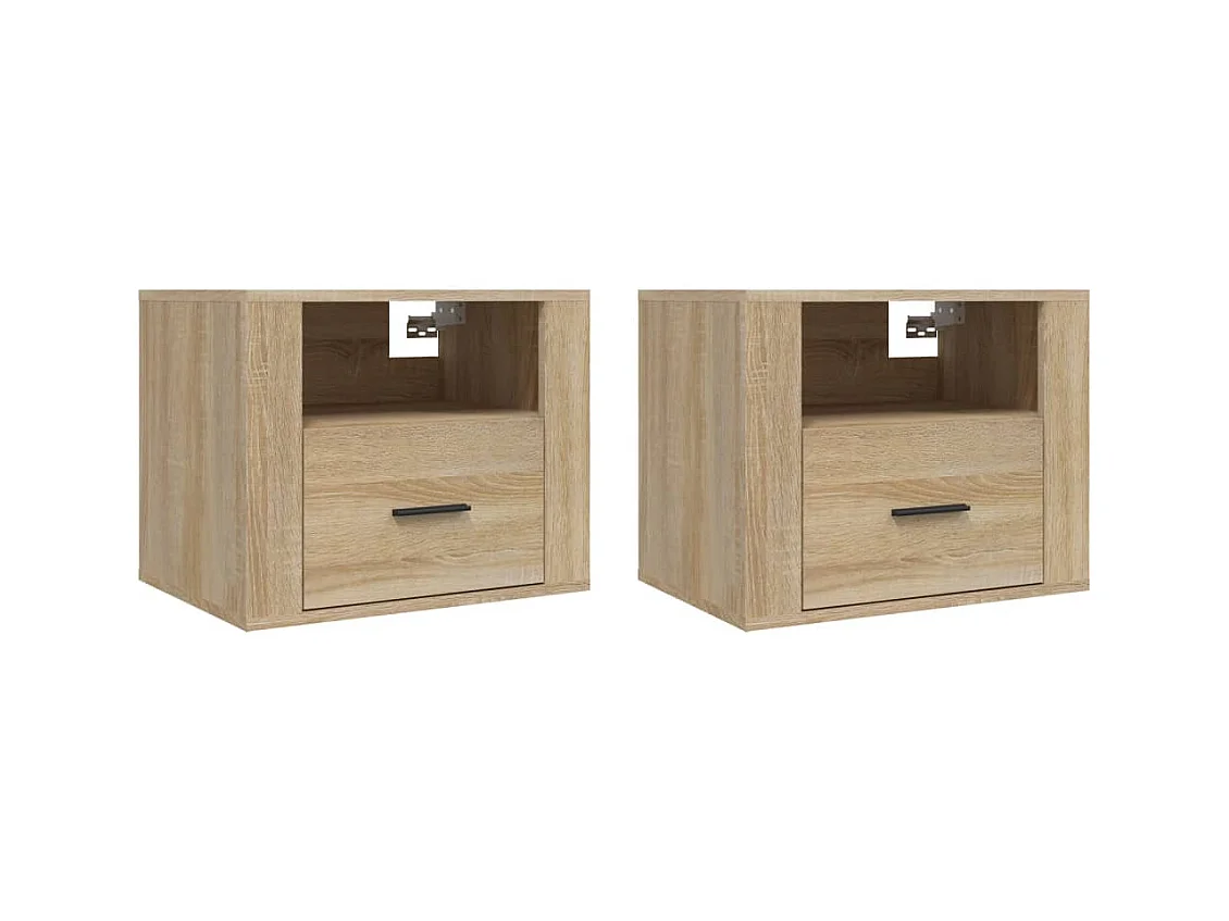 Pyren  Tables de chevet murales 2 pcs Chêne sonoma 50x36x40 cm