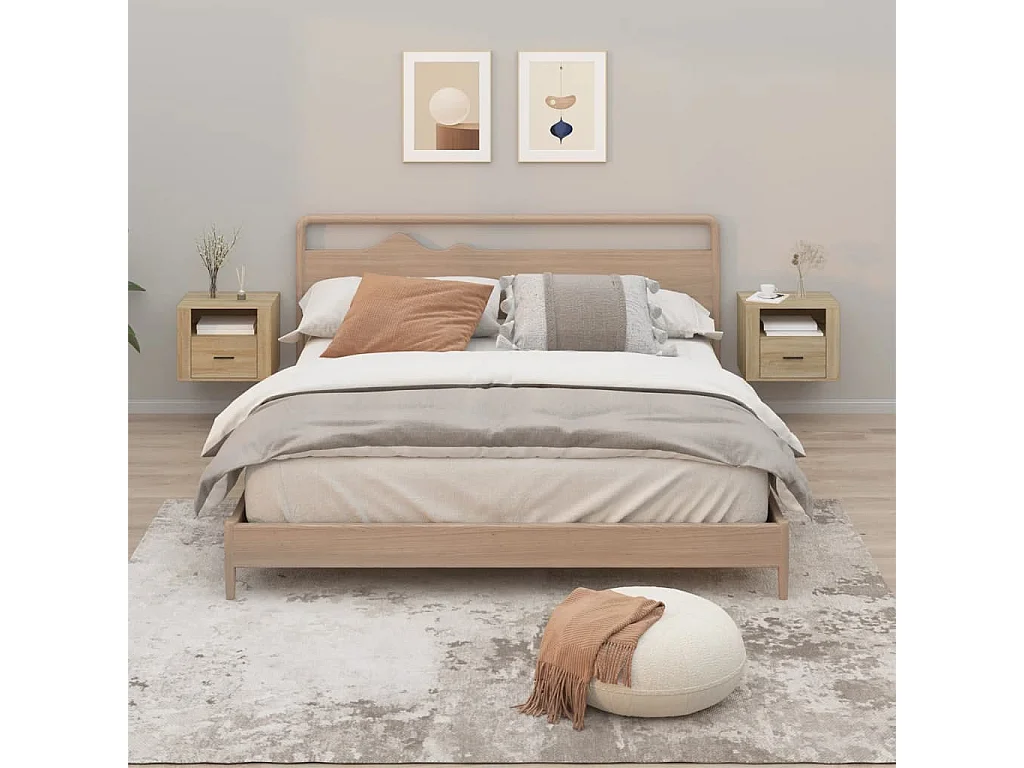 Pyren  Comodini a Muro 2 pz Rovere Sonoma 50x36x40 cm