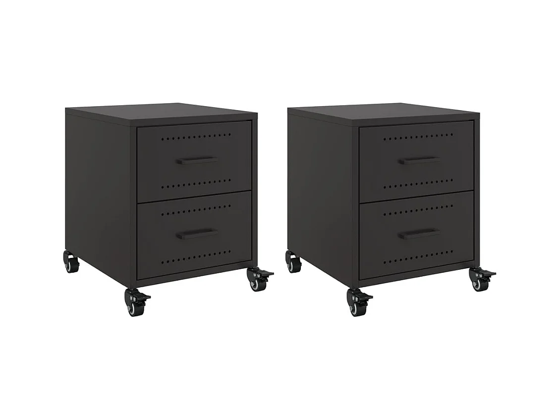 Roanoke  Tables de chevet 2 pcs noir 36x39x43,5 cm acier
