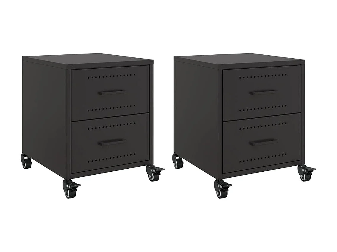 Roanoke  Tables de chevet 2 pcs noir 36x39x43,5 cm acier