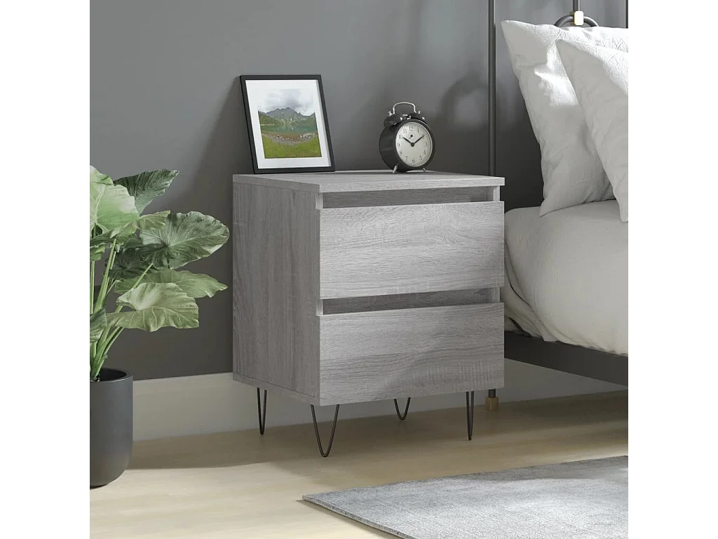 Charlie Cole  Table de chevet sonoma gris 40x35x50 cm bois d’ingénierie