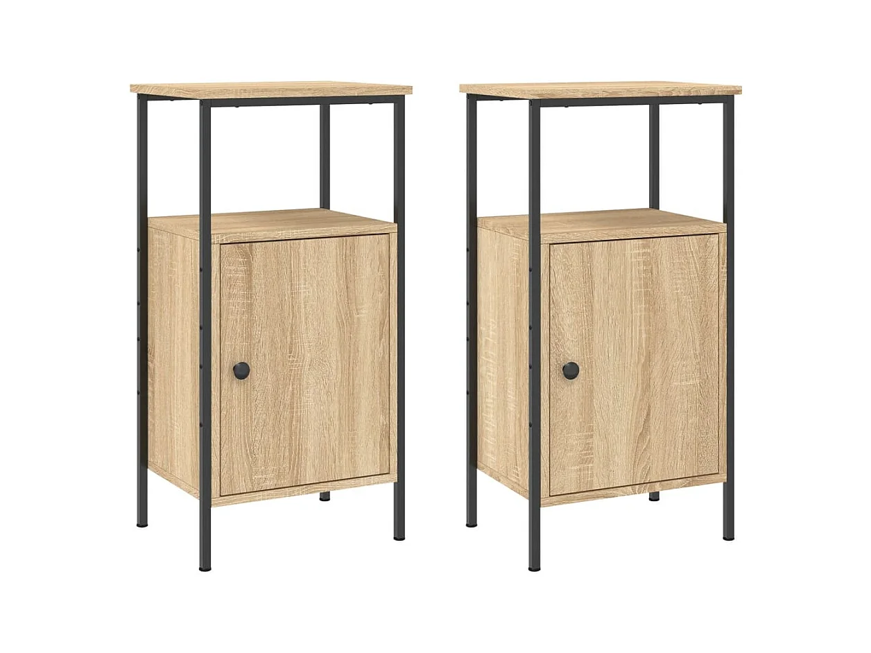 Wellford  Tables de chevet 2 pcs chêne sonoma 41x31x80 cm bois ingénierie