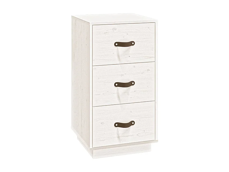 Samson  Comodino Bianco 40x40x75 cm in Legno Massello di Pino