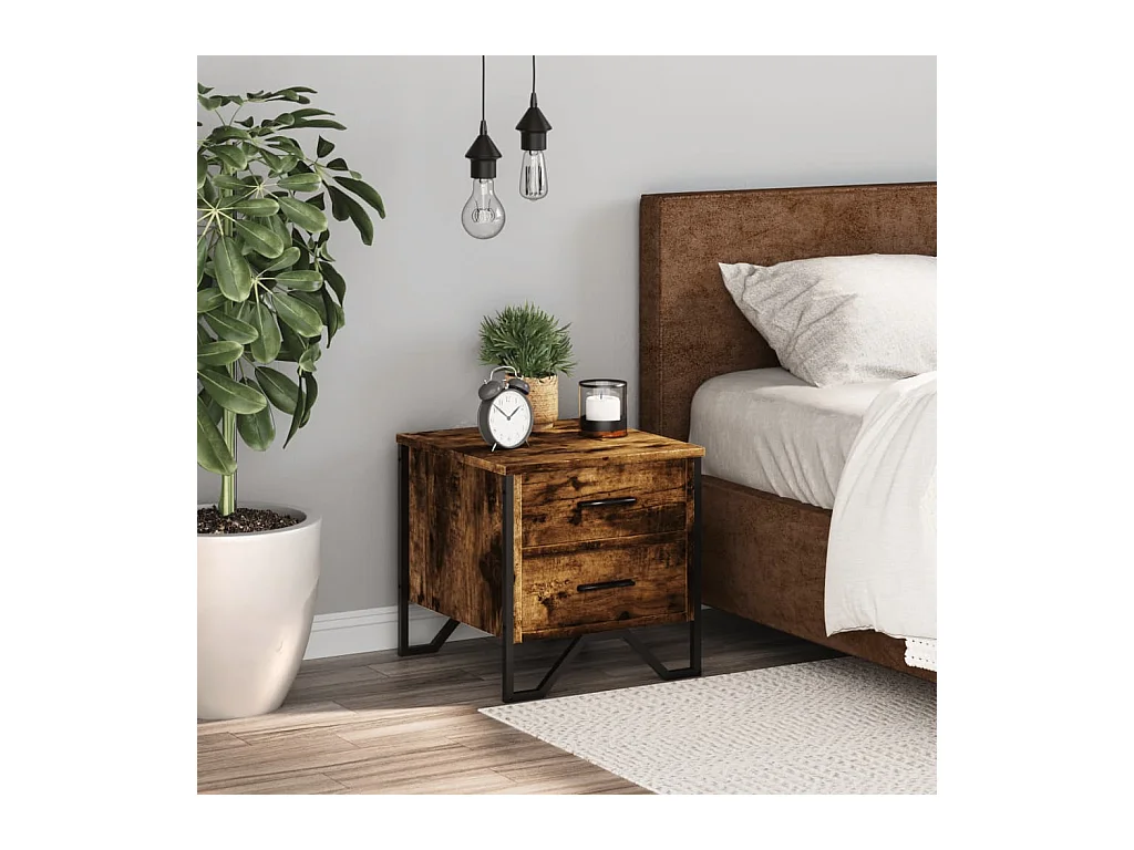 Hanne  Table de chevet chêne fumé 40x41x40 cm bois d'ingénierie