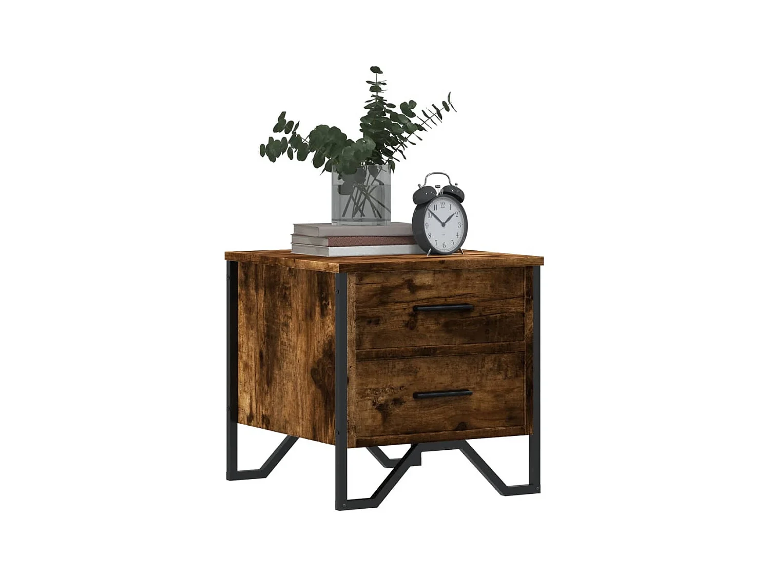 Hanne  Table de chevet chêne fumé 40x41x40 cm bois d'ingénierie