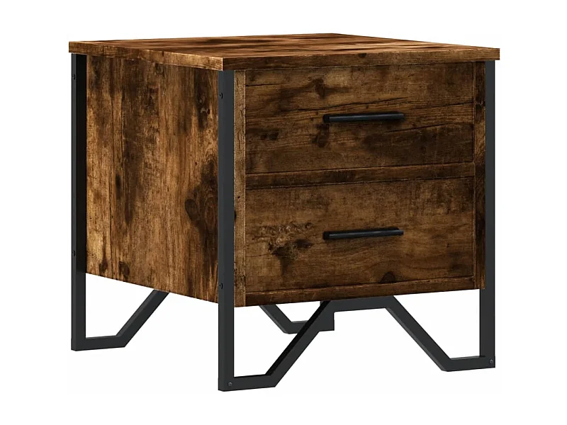 Hanne  Mesita de noche madera de ingeniería roble ahumado 40x41x40 cm