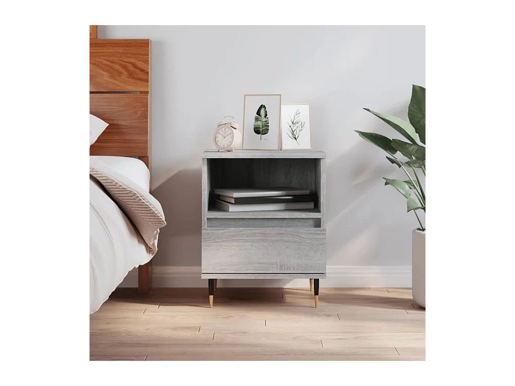 Blandon  Table de chevet sonoma gris 40x35x50 cm bois d’ingénierie