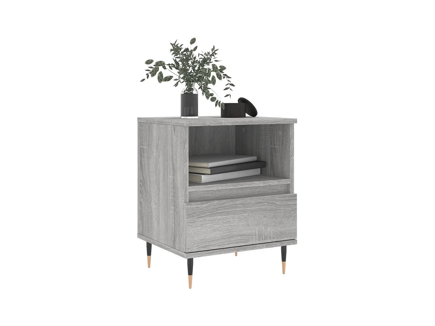 Blandon  Table de chevet sonoma gris 40x35x50 cm bois d’ingénierie