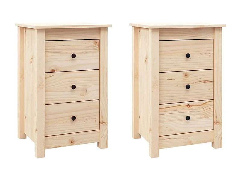 Cynor  Tables de chevet 2 pcs 40x35x61,5 cm Bois de pin massif