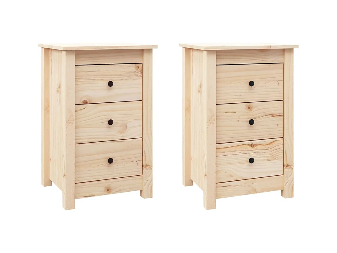 Cynor  Tables de chevet 2 pcs 40x35x61,5 cm Bois de pin massif