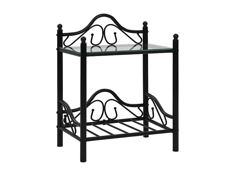 Xylith  Nachttische 2 Stk. Stahl und Hartglas 45x30,5x60 cm Schwarz