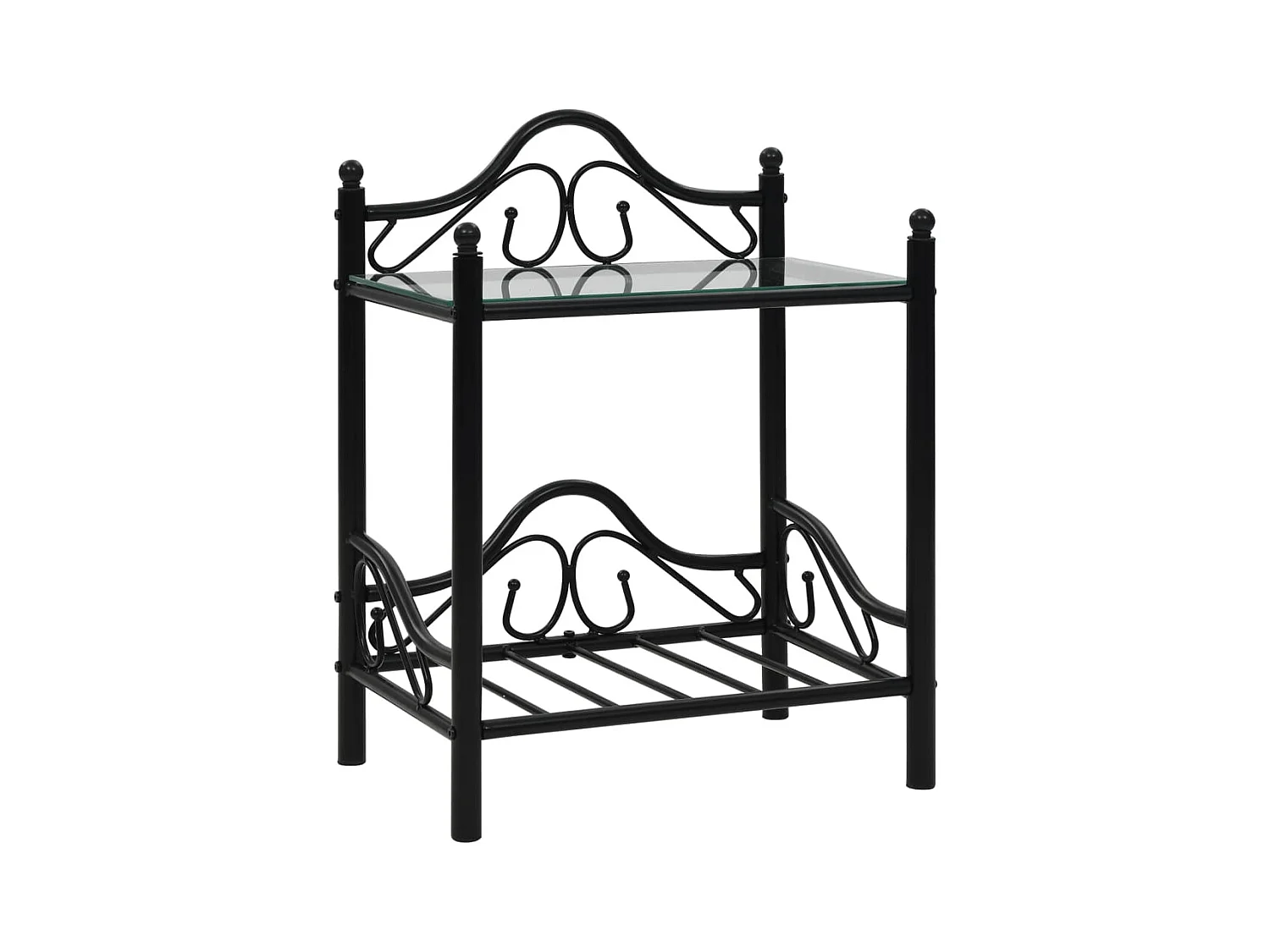 Xylith  Tables de chevet 2 pcs Acier et verre trempé 45x30,5x60 cm Noir