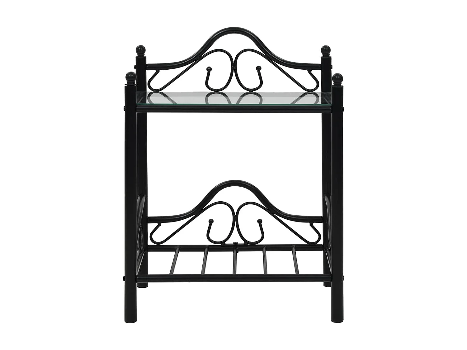 Xylith  Nachttische 2 Stk. Stahl und Hartglas 45x30,5x60 cm Schwarz