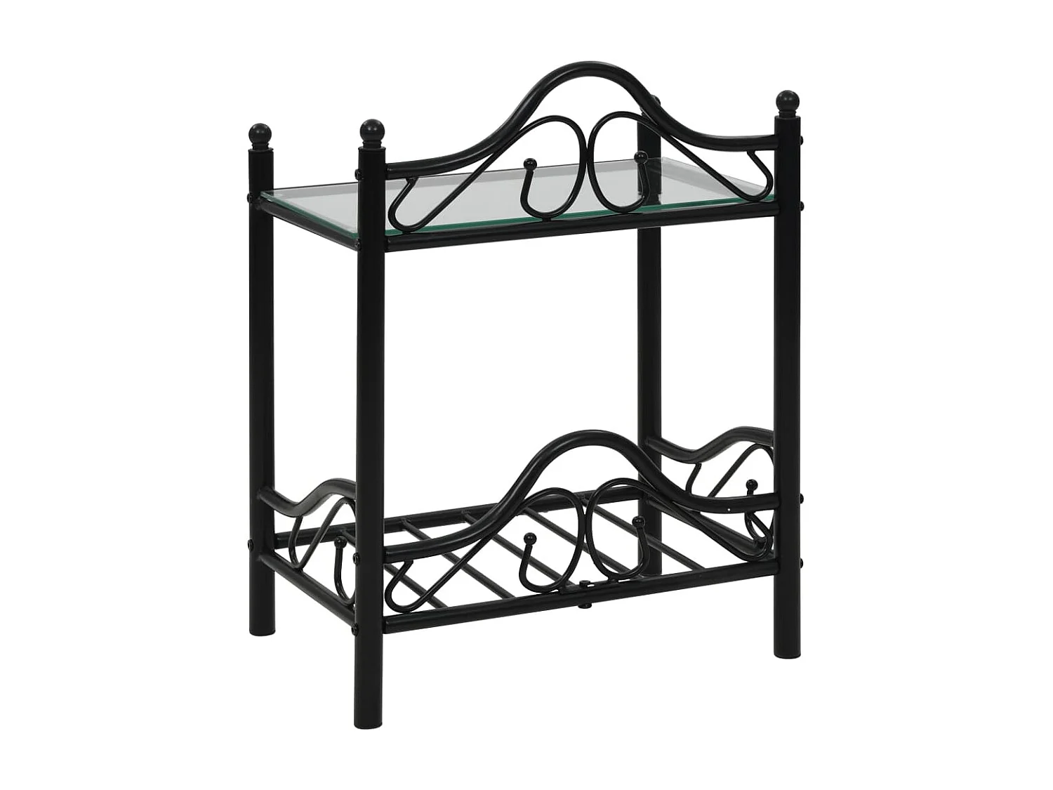 Xylith  Nachttische 2 Stk. Stahl und Hartglas 45x30,5x60 cm Schwarz