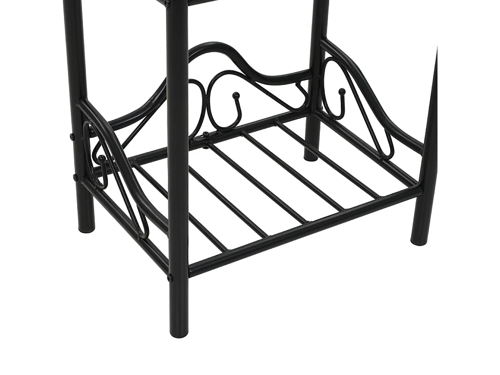 Xylith  Nachttische 2 Stk. Stahl und Hartglas 45x30,5x60 cm Schwarz