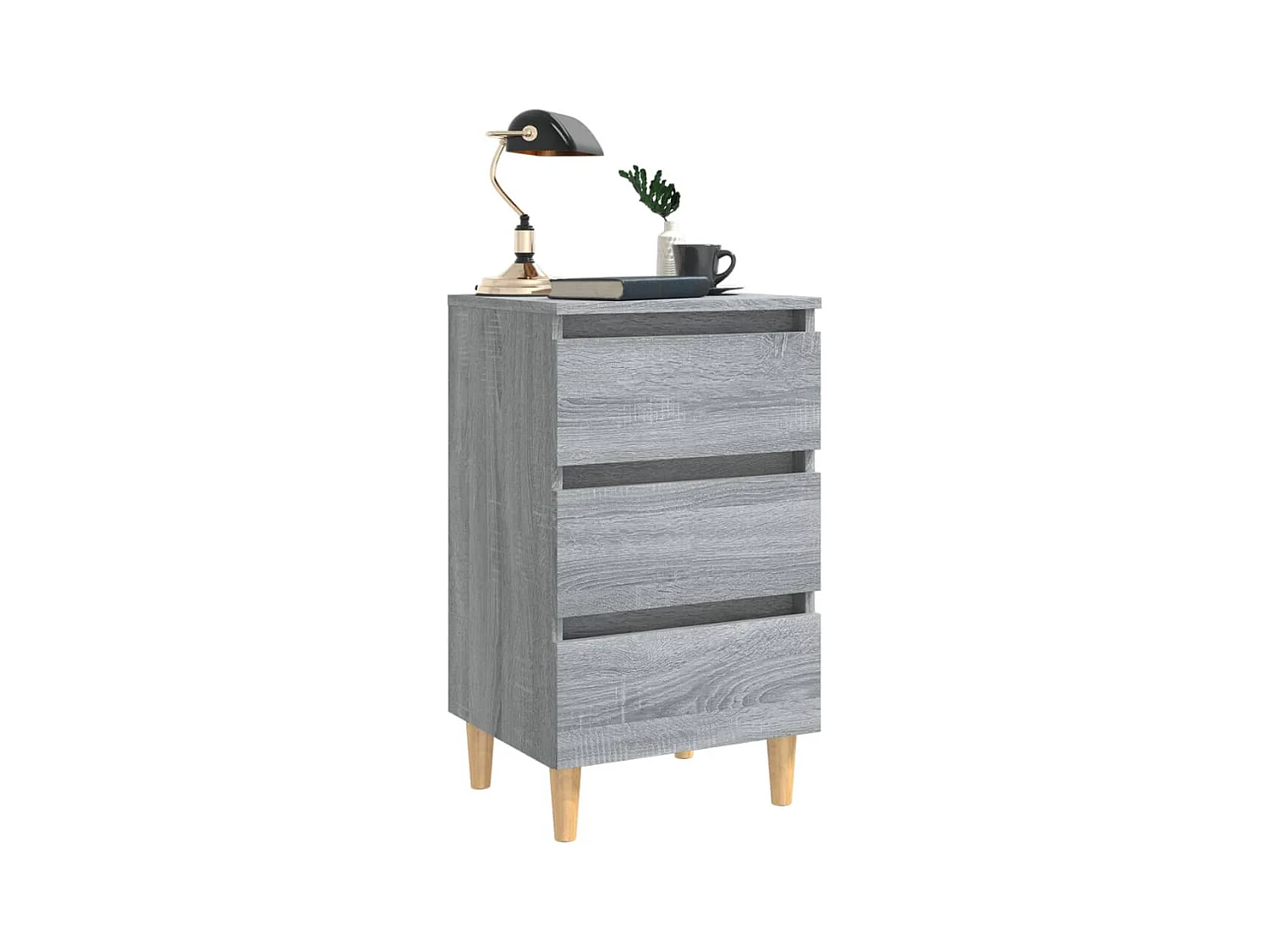 Kendallville  Table de chevet avec pieds en bois Sonoma gris 40x35x69 cm