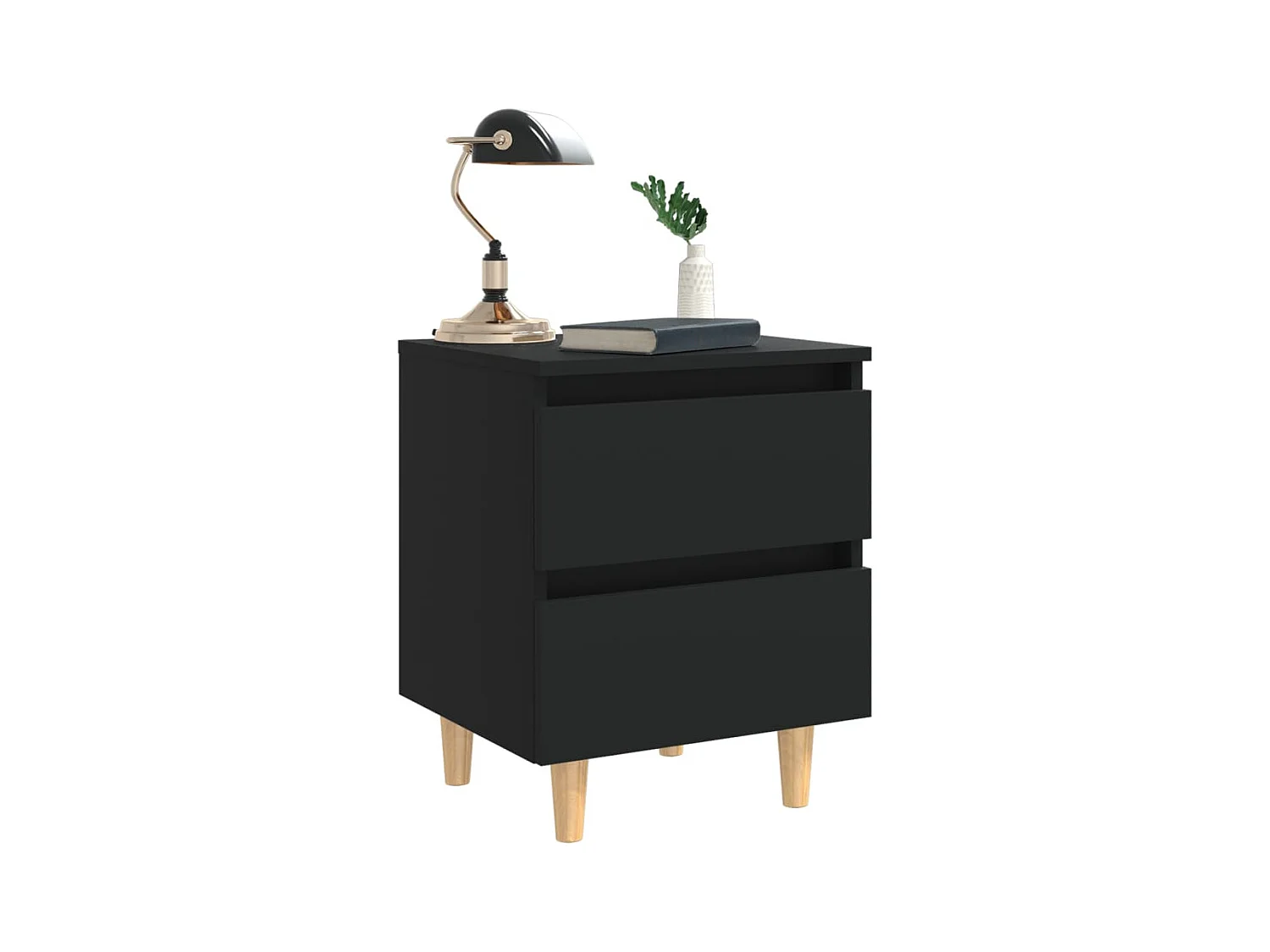 Kutztown  Tables de chevet avec pieds en pin 2 pcs Noir 40x35x50 cm