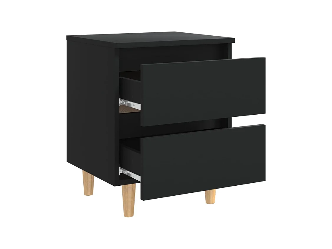 Kutztown  Tables de chevet avec pieds en pin 2 pcs Noir 40x35x50 cm