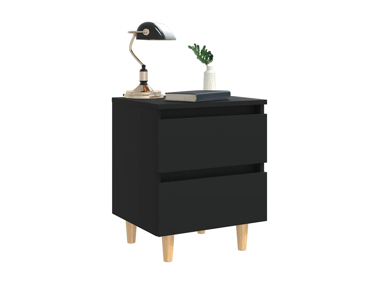 Kutztown  Tables de chevet avec pieds en pin 2 pcs Noir 40x35x50 cm