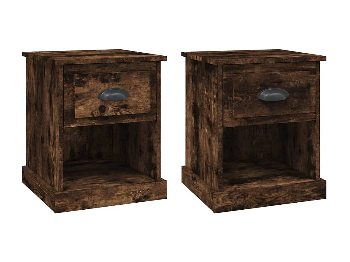 Cicero  Tables de chevet 2 pcs chêne fumé 39x39x47,5 cm bois ingénierie