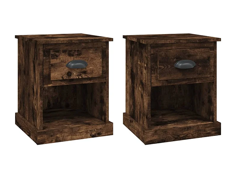 Cicero  Nachtkastjes 2 st 39x39x47,5 cm bewerkt hout gerookt eikenkleur