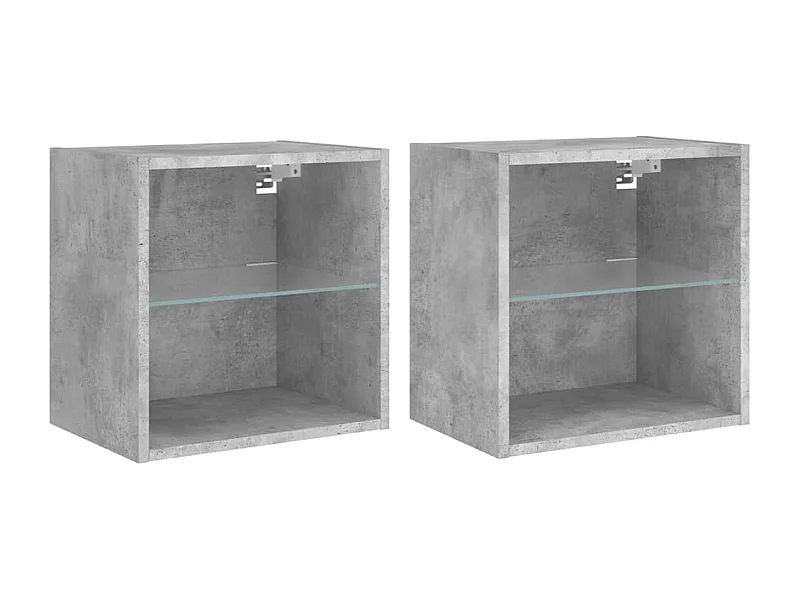 Hans  Wand-Nachttische mit LED-Leuchten 2 Stk. Betongrau