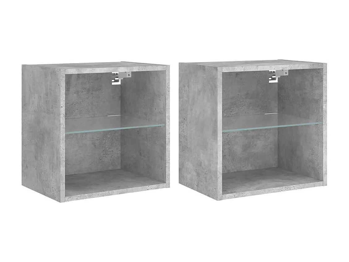 Hans  Wand-Nachttische mit LED-Leuchten 2 Stk. Betongrau