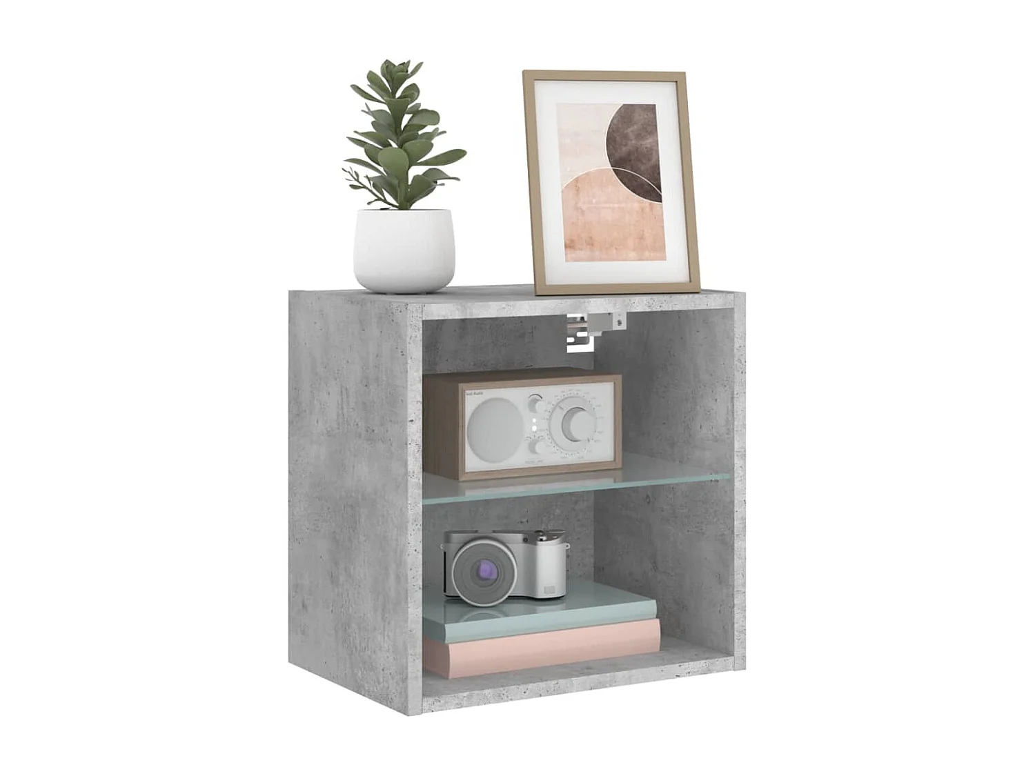 Hans  Wand-Nachttische mit LED-Leuchten 2 Stk. Betongrau