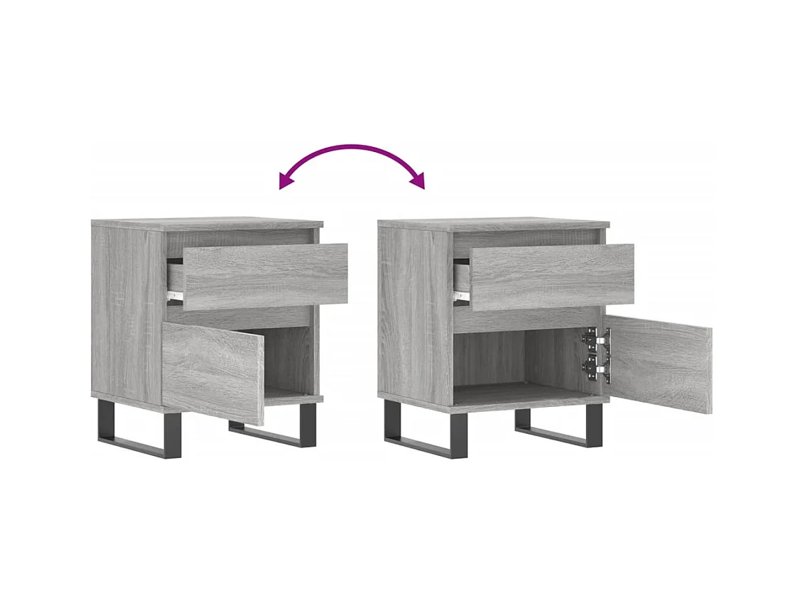 Rinald  Tables de chevet 2 pcs sonoma gris 40x35x50 cm bois ingénierie