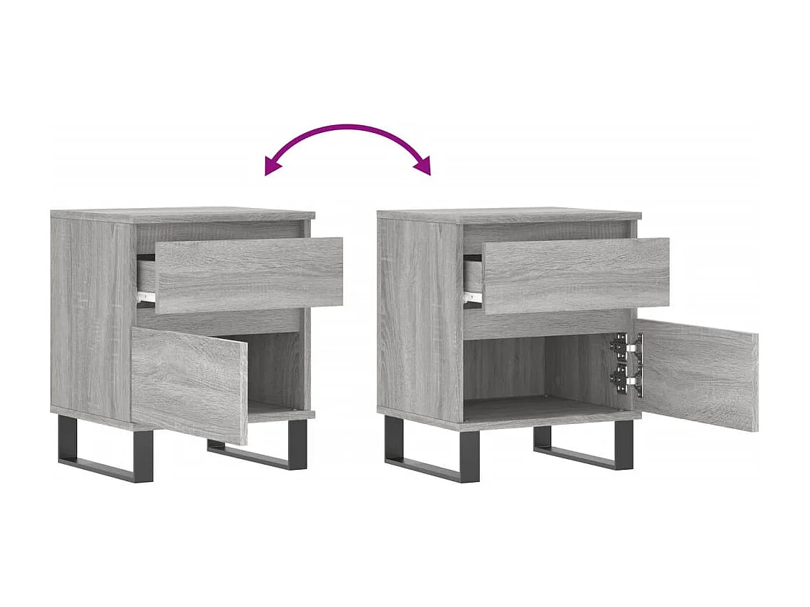 Rinald  Tables de chevet 2 pcs sonoma gris 40x35x50 cm bois ingénierie