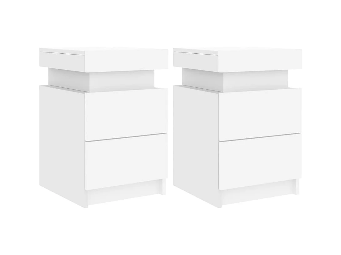 Barry John  Tables de chevet avec lumières LED 2 pcs blanc 35x39x55 cm