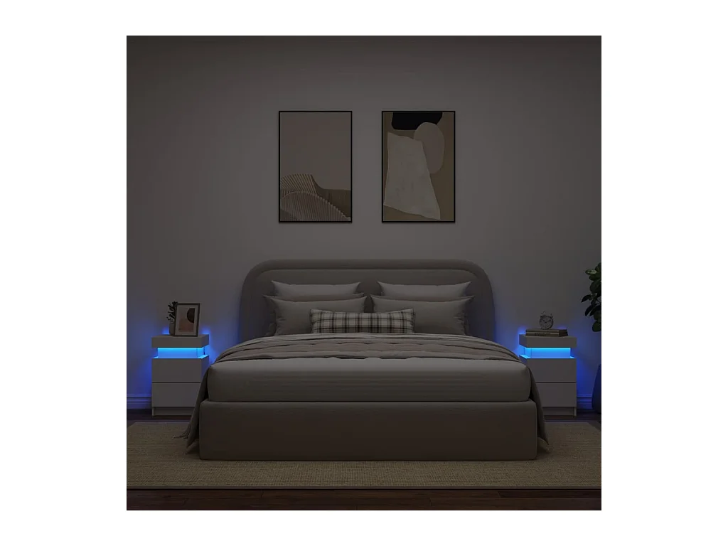 Barry John  Tables de chevet avec lumières LED 2 pcs blanc 35x39x55 cm