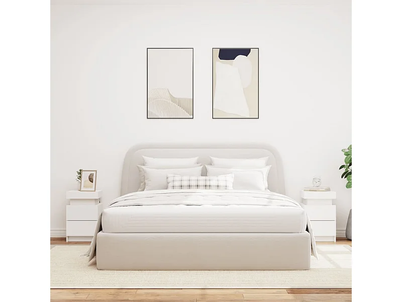 Barry John  Nachtkastjes met LED-verlichting 2 st 35x39x55 cm wit