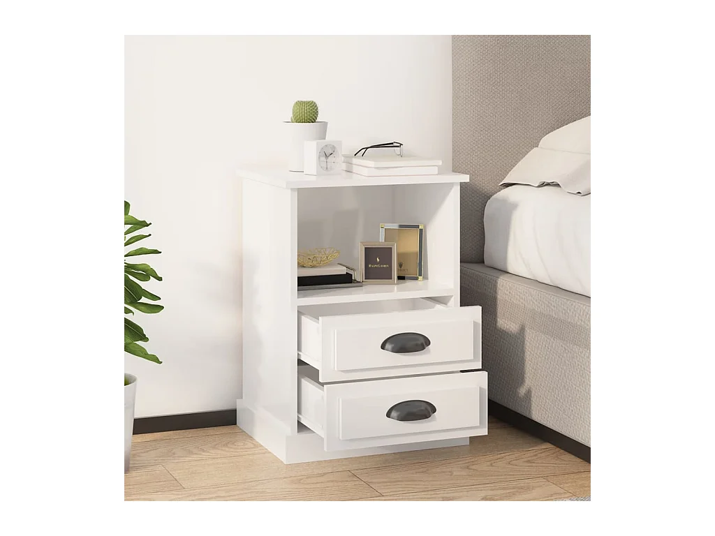 Karly  Table de chevet blanc brillant 43x36x60 cm