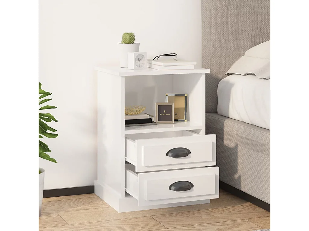 Karly  Comodino Bianco Lucido 43x36x60 cm