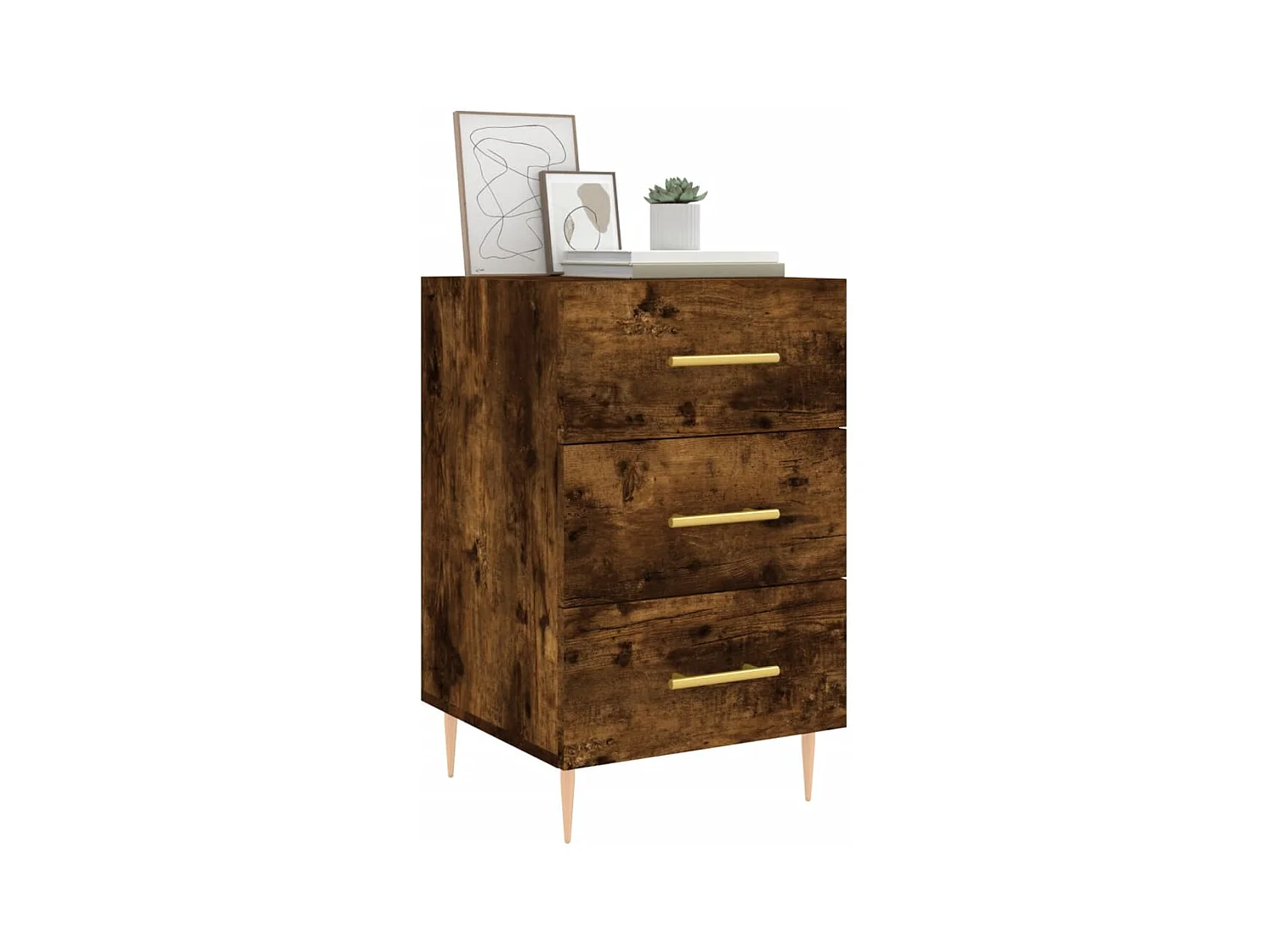 Sophie-Pauline  Table de chevet chêne fumé 40x40x66 cm bois d'ingénierie