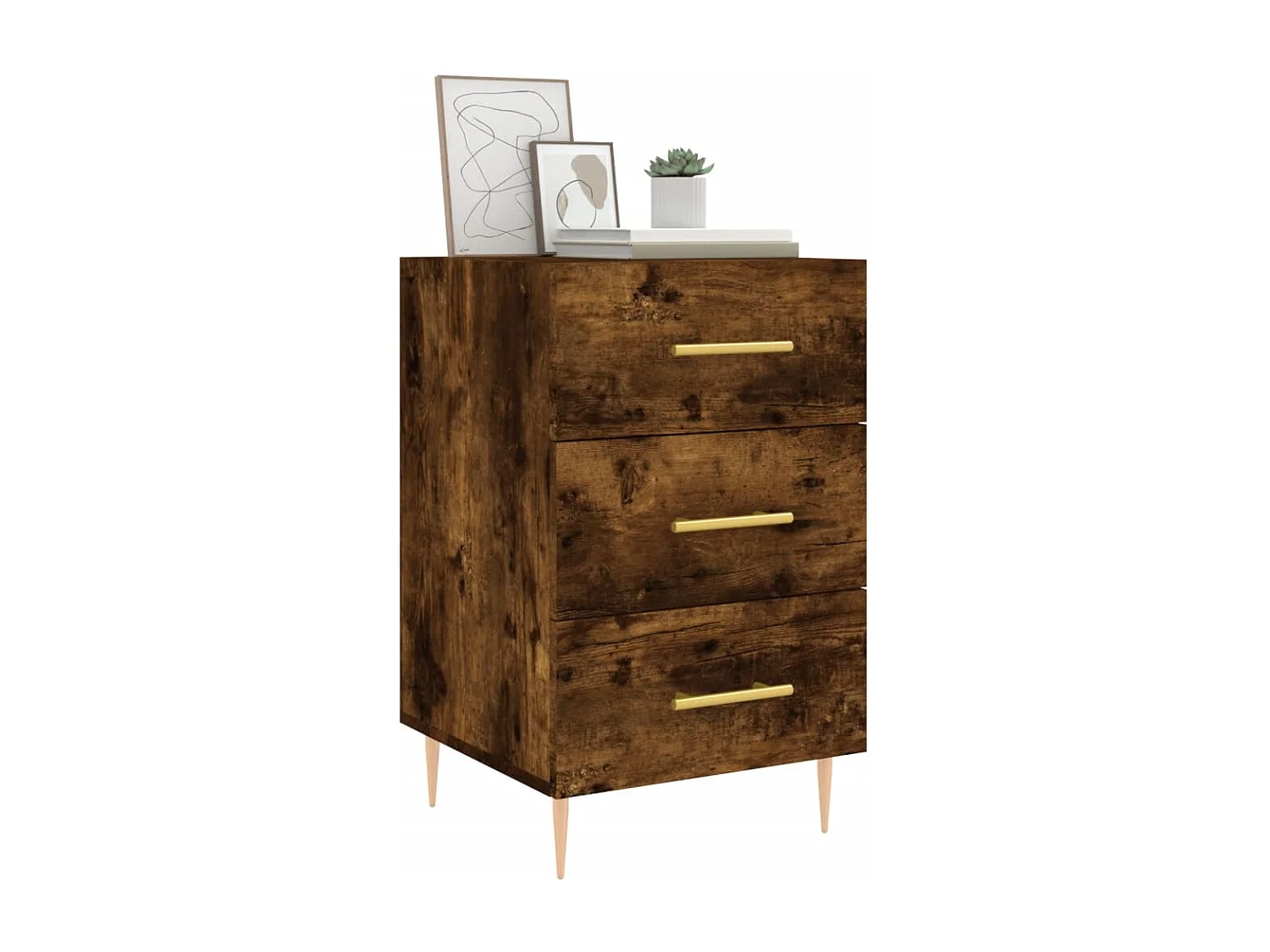 Sophie-Pauline  Table de chevet chêne fumé 40x40x66 cm bois d'ingénierie