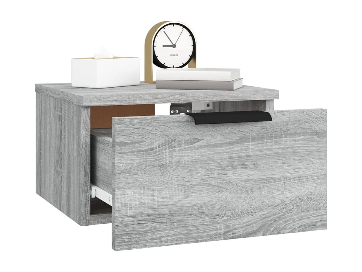 Steve James  Table de chevet murale Sonoma gris 34x30x20 cm