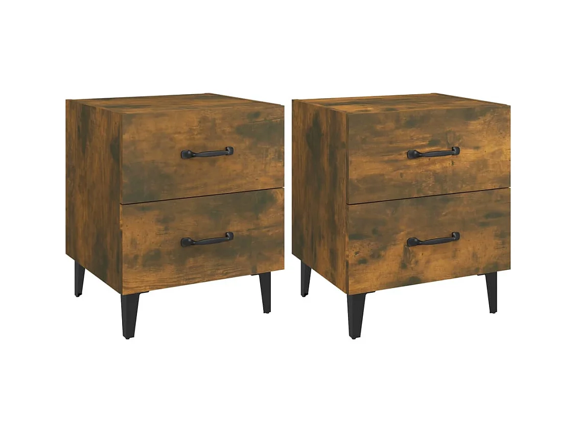 Higginsville  Tables de chevet 2 pcs Chêne fumé 40x35x47,5 cm