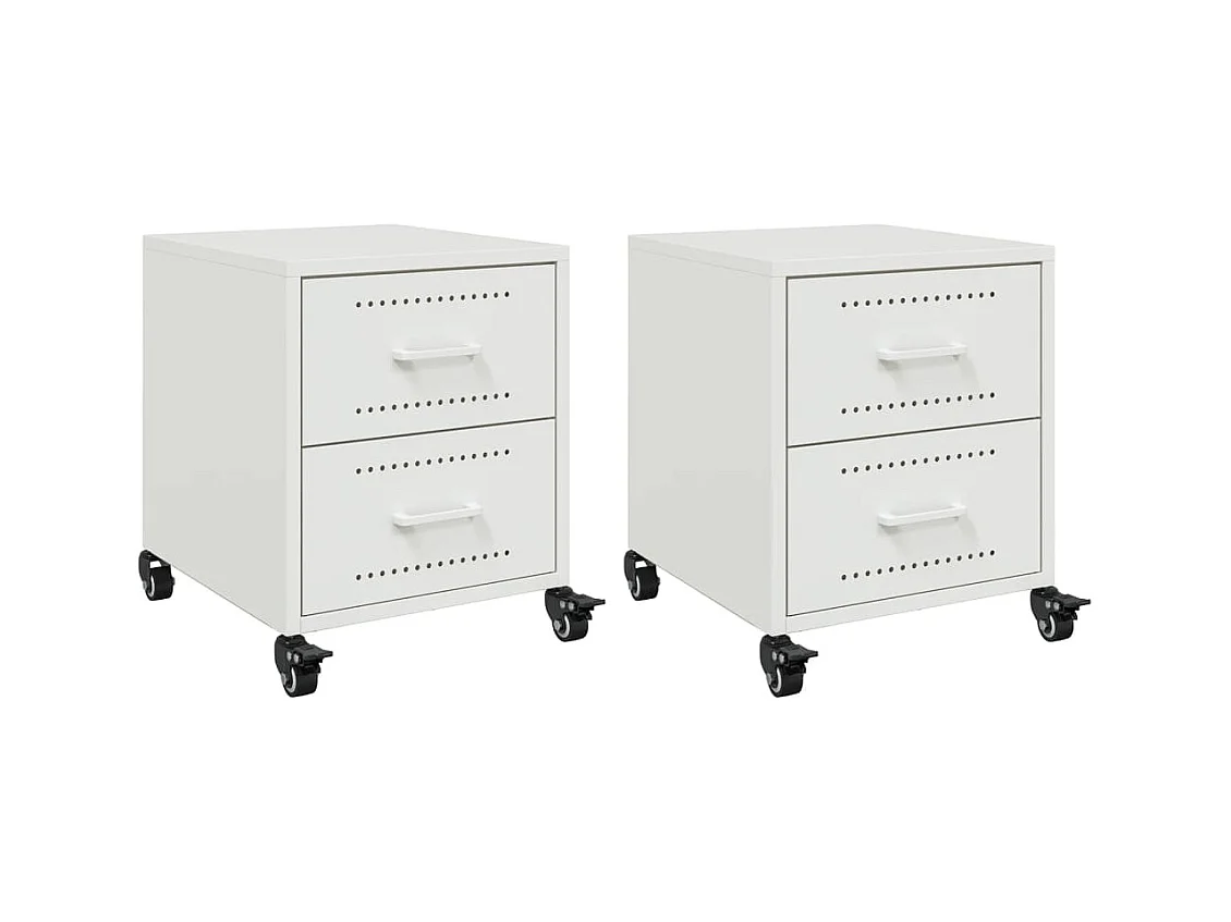 Roanoke  Tables de chevet 2 pcs blanc 36x39x43,5 cm acier