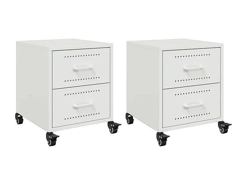 Roanoke  Tables de chevet 2 pcs blanc 36x39x43,5 cm acier