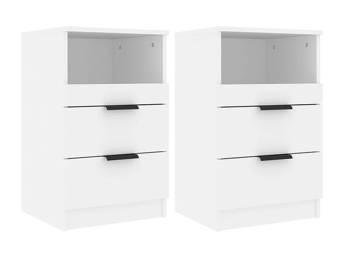 Damien  Tables de chevet 2 pcs Blanc Bois d'ingénierie