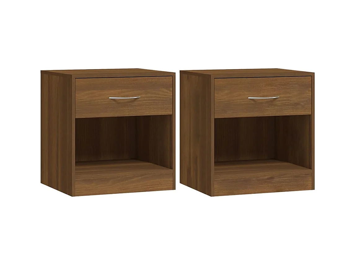 Gralina  Comodini 2 pz con Cassetto Rovere Marrone
