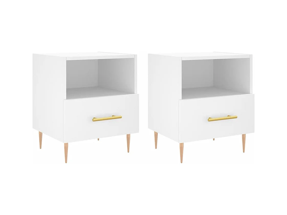 Marindor  Tables de chevet 2 pcs blanc 40x35x47,5 cm bois d’ingénierie