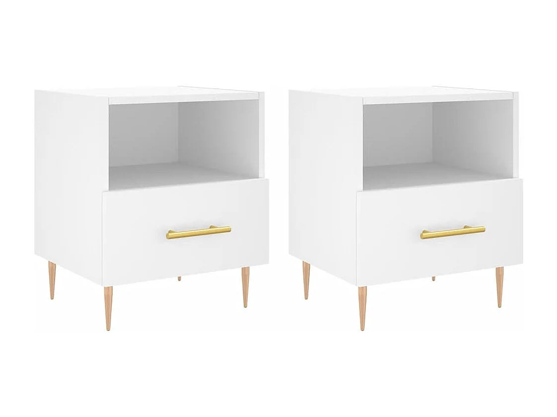 Marindor  Tables de chevet 2 pcs blanc 40x35x47,5 cm bois d’ingénierie
