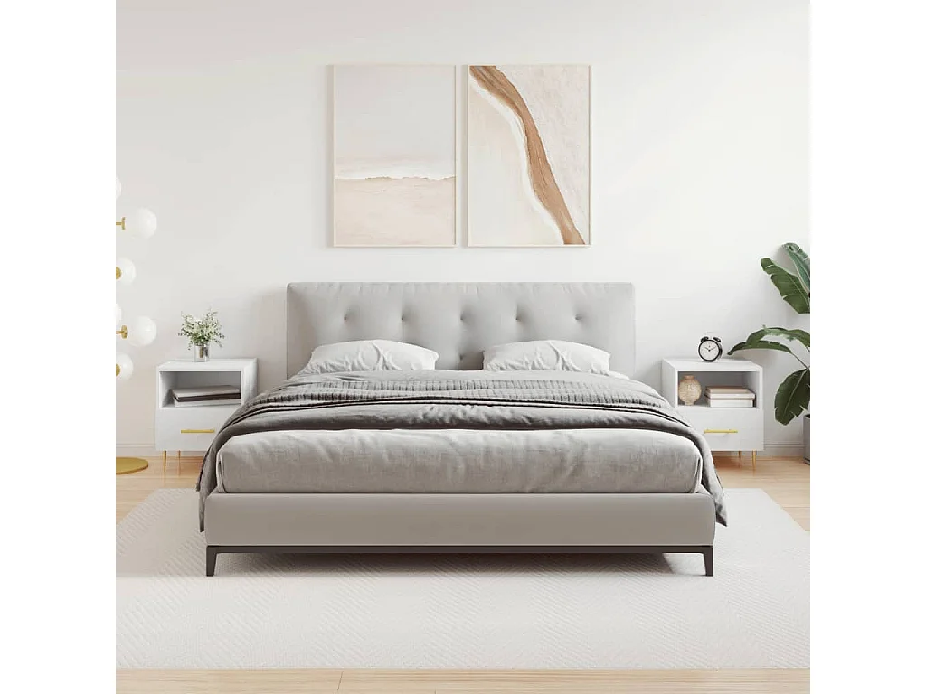 Marindor  Mesitas de noche 2 uds madera ingeniería blanco 40x35x47,5 cm